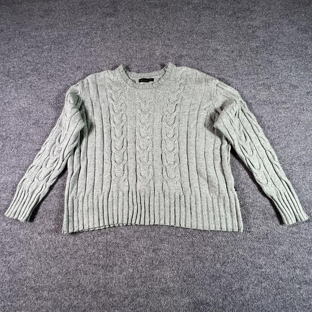 Banana Republic Gray Cable Knit Pullover Sweater Womens 2XL Crew Neck NLN0268S